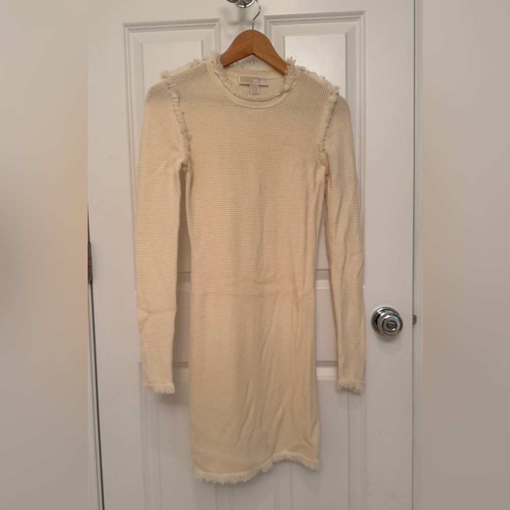 Michael Kors Elegant Cream Knit Sweater Dress